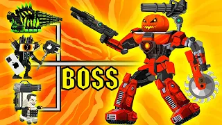 HALLOWEEN TANK : Pumpkin Robot vs Titan Iphone 15 Man - Monster Drill Vehicle | Arena Tank Cartoon