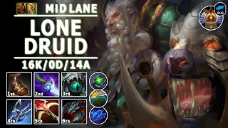 Lone Druid Mid Lane | 7.34 | Reworked Universal Bear Build | Dota 2 Immortal Gameplay