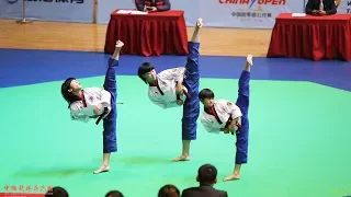 2017 China Open Group Poomsae，Young Junior 1st，Dragon Kids，2017 中国跆拳道公开赛 团体品势 少年组 冠军 龙拳小子 林秋楠 文志 董靖坤