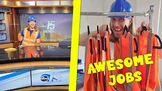 Awesome Jobs with Handyman Hal | News Station and Laundry fun for Kids