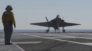 F-35C Completes First Arrested Landing aboard Aircraft Carrier #2