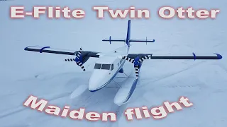 E-Flite Twin Otter BNF - Maiden flight on snow with floats