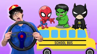 Wheels on the Bus Superheroes | Superhero Song | Hey Dana