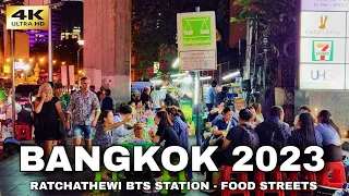 Bangkok Ratchathewi BTS Station Night Walk • THAILAND 4K