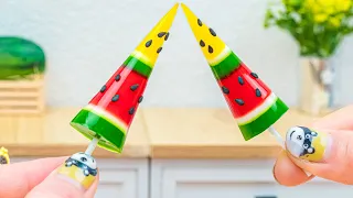 Rainbow Jelly 🍉 Yummy Making Miniature Watermelon Jello For Summer | Hieu Cakes