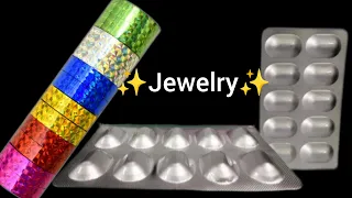 चिकट पट्टी से ज्वेलरी कैसे बनाए 🤔 || Medicine cover jewelry #कुछnew #kuchnew