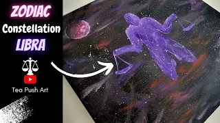 Pintar la constelación de estrellas del zodiaco Libra - Tutorial de pintura acrílica