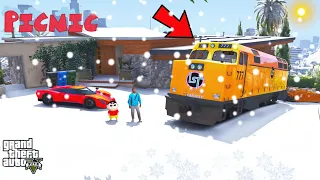 Franklin And Shinchan Travel in Train Journey or Shinchan LOST in Train Find Shinchan IN GTA V