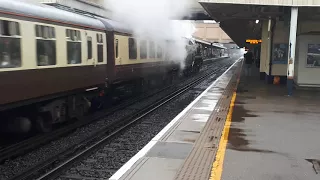 Clan Line arrives into Woking with the King Alfred railtour 10/2/18