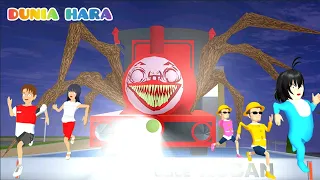 Kereta Api Hantu ChooChoo Charles Raksasa Menyerang Kota 😱 | VS Polisi VS Yuta Chainsawman | Sakura