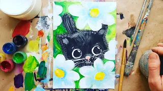 CAT and Daisies | Drawing for children! Adults can too😉🎨