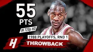 Young Michael Jordan EPIC Game 2 Full Highlights vs Cavaliers 1988 Playoffs - 55 Points! HD