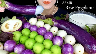 ASMR 5 RAW EGGPLANTS, PERILLA/SHISO with Mayone || Raw Veggies || Mukbang