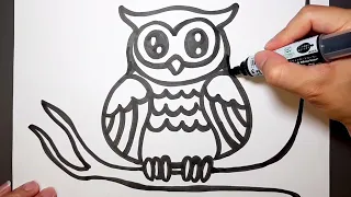 How to Draw A Owl cute & easy (step be step) tutorial