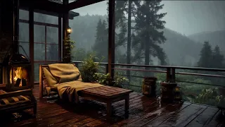 Rainy Balcony Retreat: Relaxation with Distant Thunder and Rain