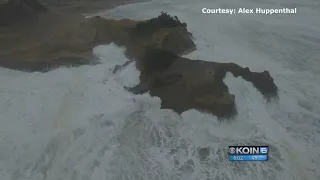 Large waves sweep man into ocean near Depoe Bay