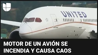 El momento en que el ala de un avión se incendia cuando estaba a punto de despegar desde Chicago