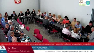 XLIII Sesja Rady Miejskiej Orzesze 02.06.2022 r.