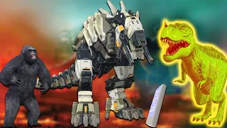T- Rex Transfermer vs T-rex Amazing fight || Cartoon gorilla as transformer rex by Mr Lavangam