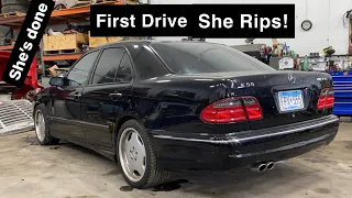 Repairing a Wrecked E55 AMG W210 Ep:9 First Drive