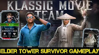 Klassic Movie Johnny Cage & Klassic Movie Raiden Elder Tower Survival Gameplay MK Mobile