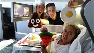 Real Food VS Gummy Food! Gross Giant Candy Challenge - Business Class Airplane Flight Edition