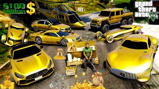 GTA 5 - Stealing DECILLIONAIRE Gold Mercedes Cars with Franklin! | (GTA V Real Life Cars #131)