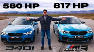 Tuned BMW F30 340i vs M5 Competition DRAG RACE!