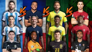 Argentina 🆚 France 🆚 Brazil 🆚 Portugal 🔥 (Messi, Ronaldo, Neymar, Mbappe, Vinicius, Leao) 🔥🔥