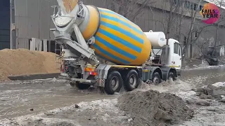 Best Crazy Truck Driving Skills ! Crossing River & Extremely Bad Muddy Roads, Truck Stuck Road