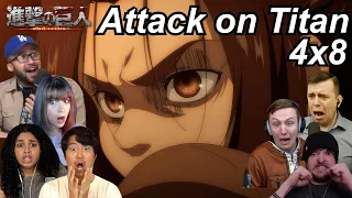 Attack on Titan 4x8 Reactions | Great Anime Reactors!!! | 【進撃の巨人】【海外の反応】