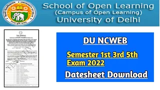 Du Semester 1st 3rd 5th Exam Datesheet 2022 | Ran2Goal (DU SOL) #dusol #datesheet