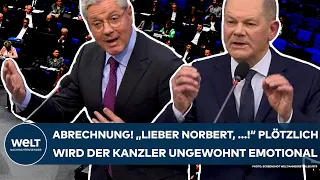 BUNDESTAG: Abrechnung vom Kanzler! "Lieber Norbert ...!" Plötzlich wird Scholz ungewohnt emotional