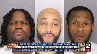 Baltimore Co Police ID, charge 3 burglary suspects