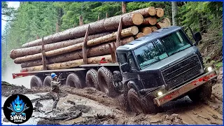 100 EXTREME Dangerous Oversize Wood Logging Truck Operator Skill | Huge Timber Truck Driving