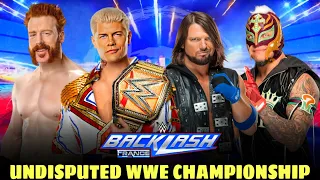 Cody Rhodes vs AJ Styles vs Sheamus vs Rey Mysterio Undisputed Title Full Match WWE Backlash 2024