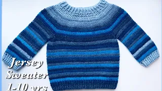 How to Crochet Easy Raglan top Pullover Sweater for boys and girls 2-3 years Crochet for Baby #201