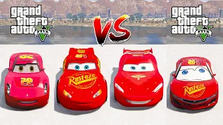 Lightning McQueen Vs Cars 2 McQueen Vs Giovanni Vs Jester McQueen In GTA 5 Who Will Be The Winner?