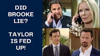 RECAP September 29th 2022 | The Bold & The Beautiful | DID BROOKE LIE? TAYLOR WANTS TO LEAVE L.A.