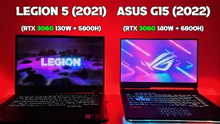 Asus Strix G15 (2022) VS Legion 5 (2021) | Ryzen 5800h vs 6800h | Gaming test