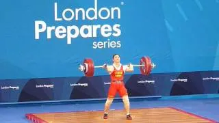 Kang Yue clean and jerk 136kg (f) third attempt @ 69 @ Olympic Test Event 10/12/11