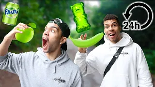 NUR GRÜNES ESSEN FÜR 24 STUNDEN CHALLENGE !!! | Kelvin und Marvin