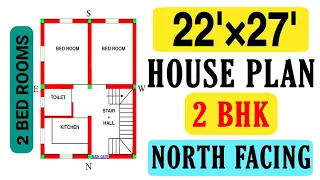 22 x 27 North Facing House Design || 2 Bhk House Plan || 22x27 Ghar Ka Naksha || Build My Home