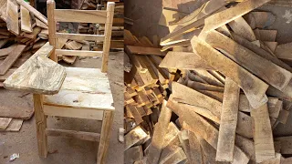 WoodWorking Skills Smart of carpenter ! How to build a simple wooden chair ! Making a School chair !