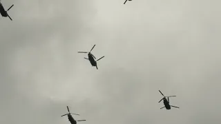RAF 100 Years Chinook over Devizes England