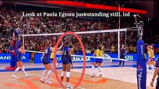 THE WORLD'S BEST PLAYER, PAOLA EGONU, IS JUST CHILLING UNDER THE NET ! BRAZIL VS ITALY #VNL2022