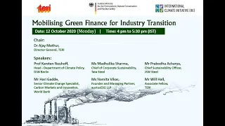 Webinar on Mobilising Green Finance for Industry Transition