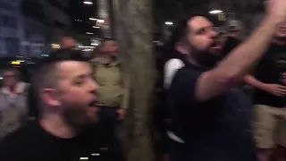 Liverpool fans singing in  street of barcelona ahead of their champions league match