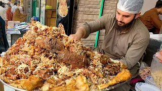 Huge Mountain of GOLDEN PULAO | Zaiqa Chawal - Street Food in Peshawar | Asian Food Street