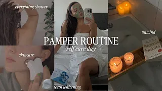 RELAXING SELF CARE DAY | pamper routine, everything shower, feminine hygiene, skin and hair care 🫧